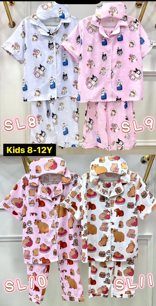 泰國直送真絲睡衣 兒童版 尺寸： 3-6 years 8-12years