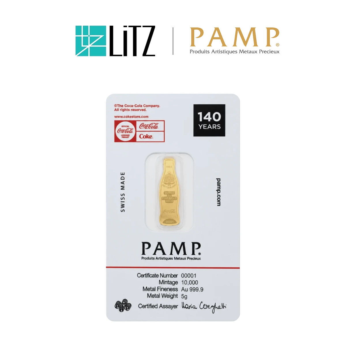  [5 gram] LITZ PAMP x Coca-Cola 140 Years Limited Edition Gold Bar (999.9) PG084