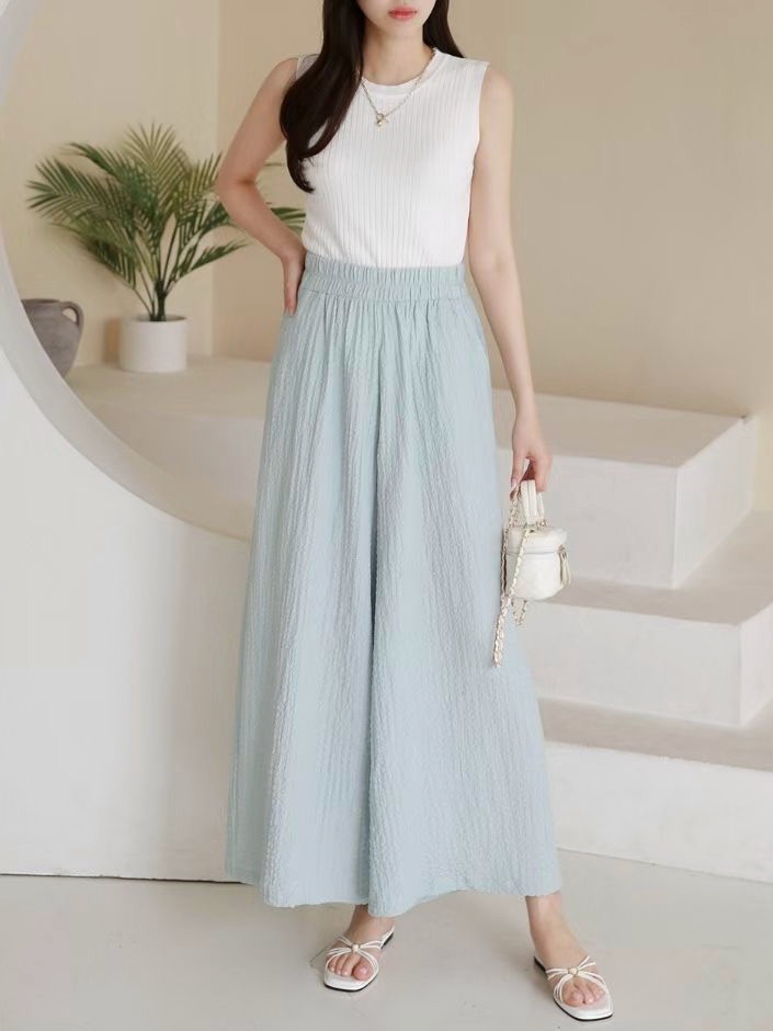 Y4202 韓國🇰🇷靚色皺布闊褲