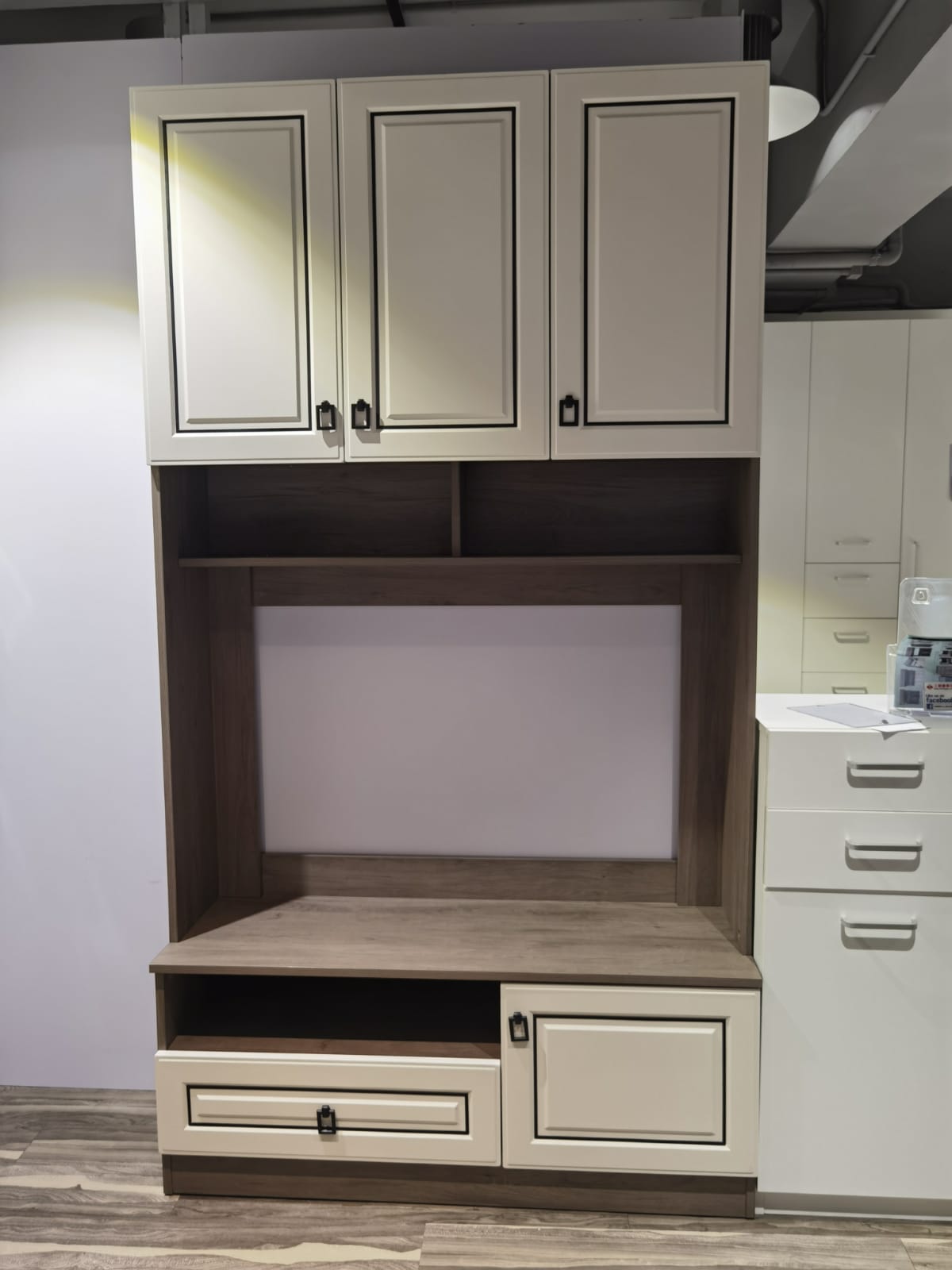 MFU-WU1500/米白+橡木色組合電視櫃