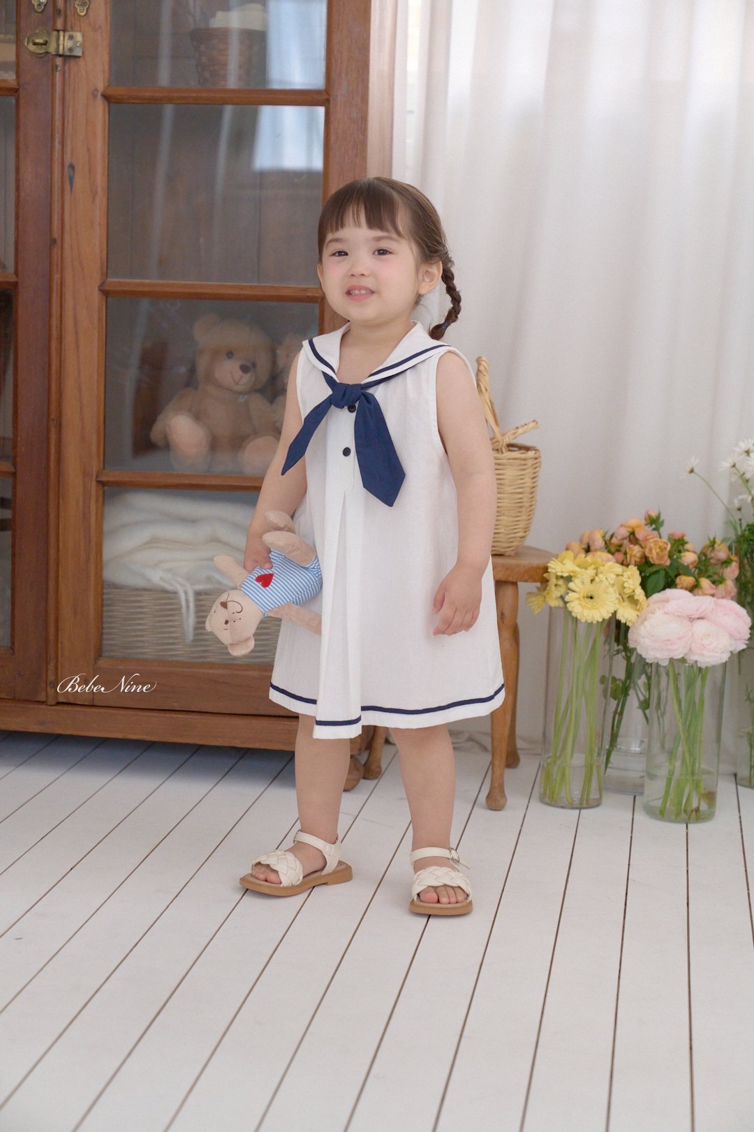 ☀️預訂 韓國直送☀️🇰🇷Bebenine兩色海洋風水手領巾背心連身裙