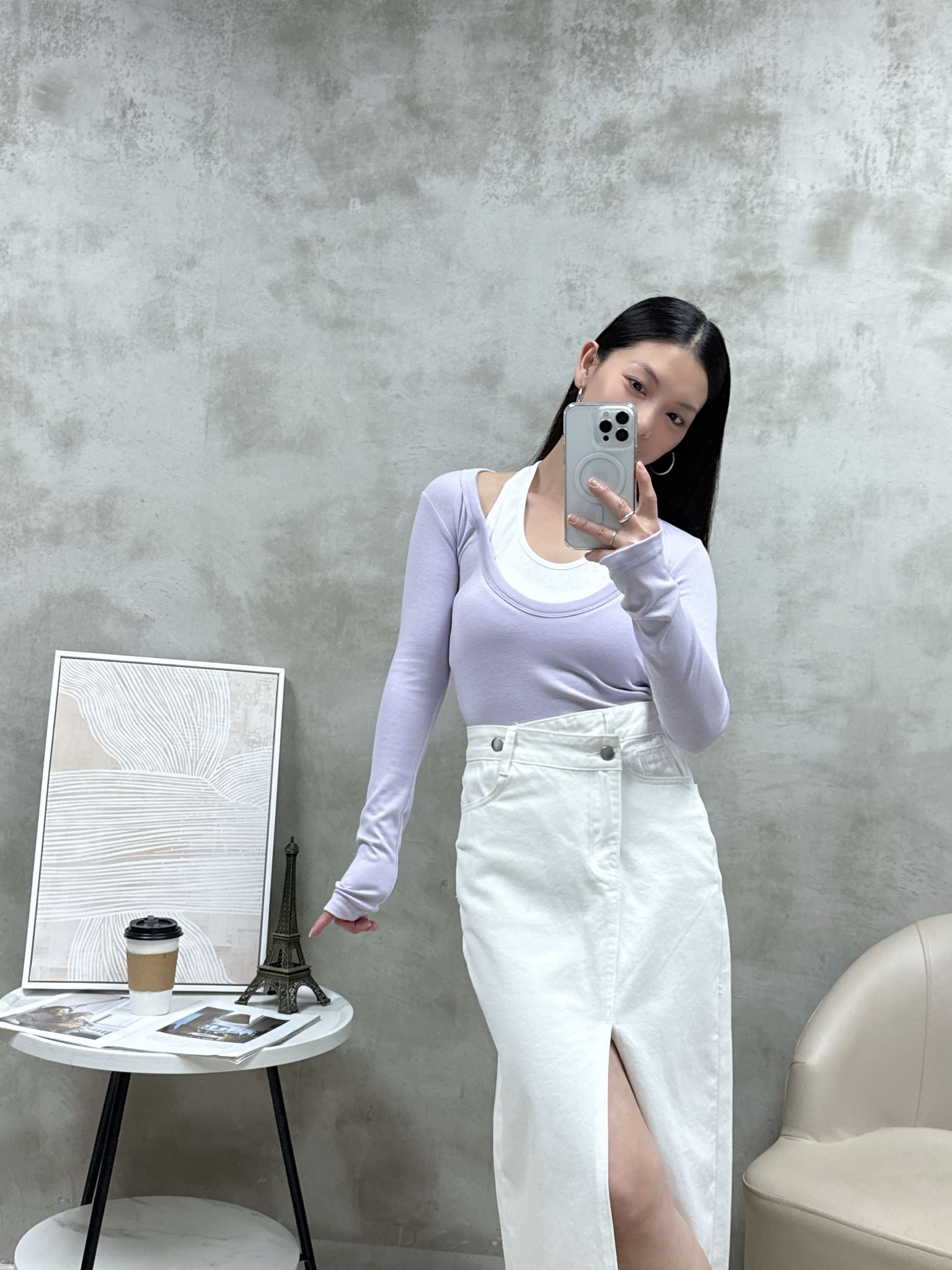 C06 假兩件拼色Top