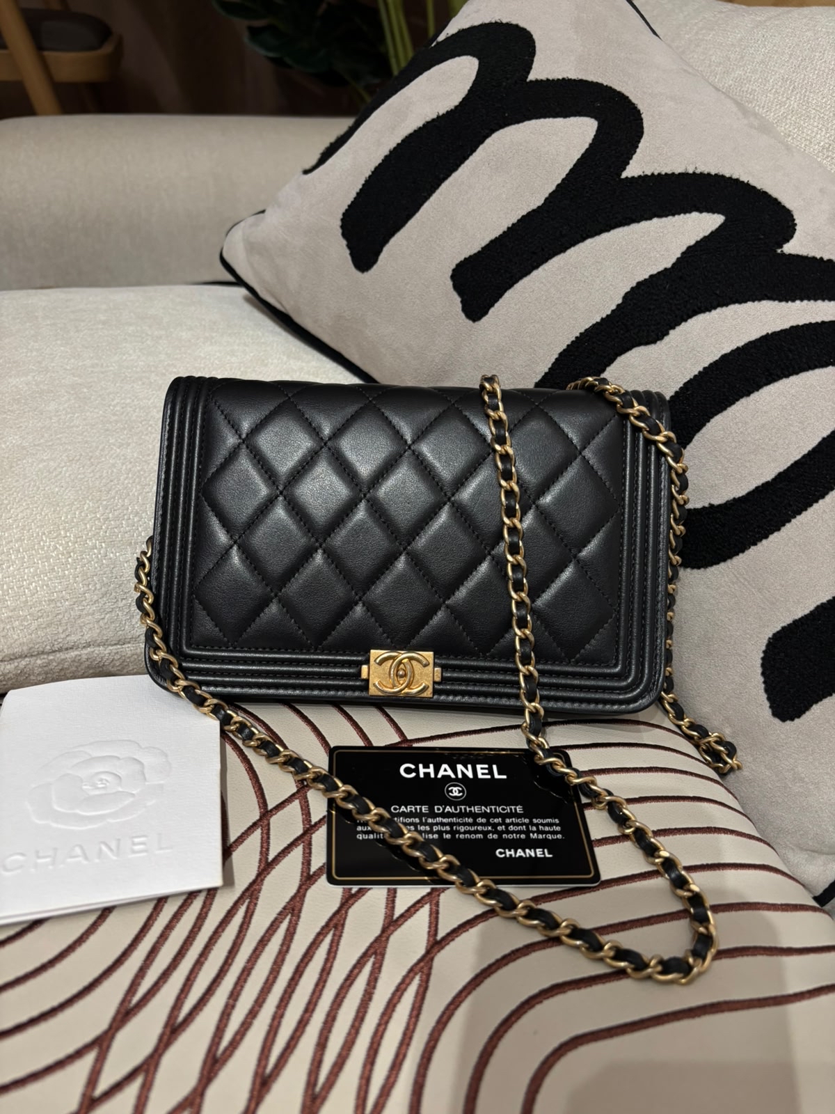 Chanel Boy Wallet On Chain woc 黑金100%Authentic, 92%New ✅26Card✅Dust bag