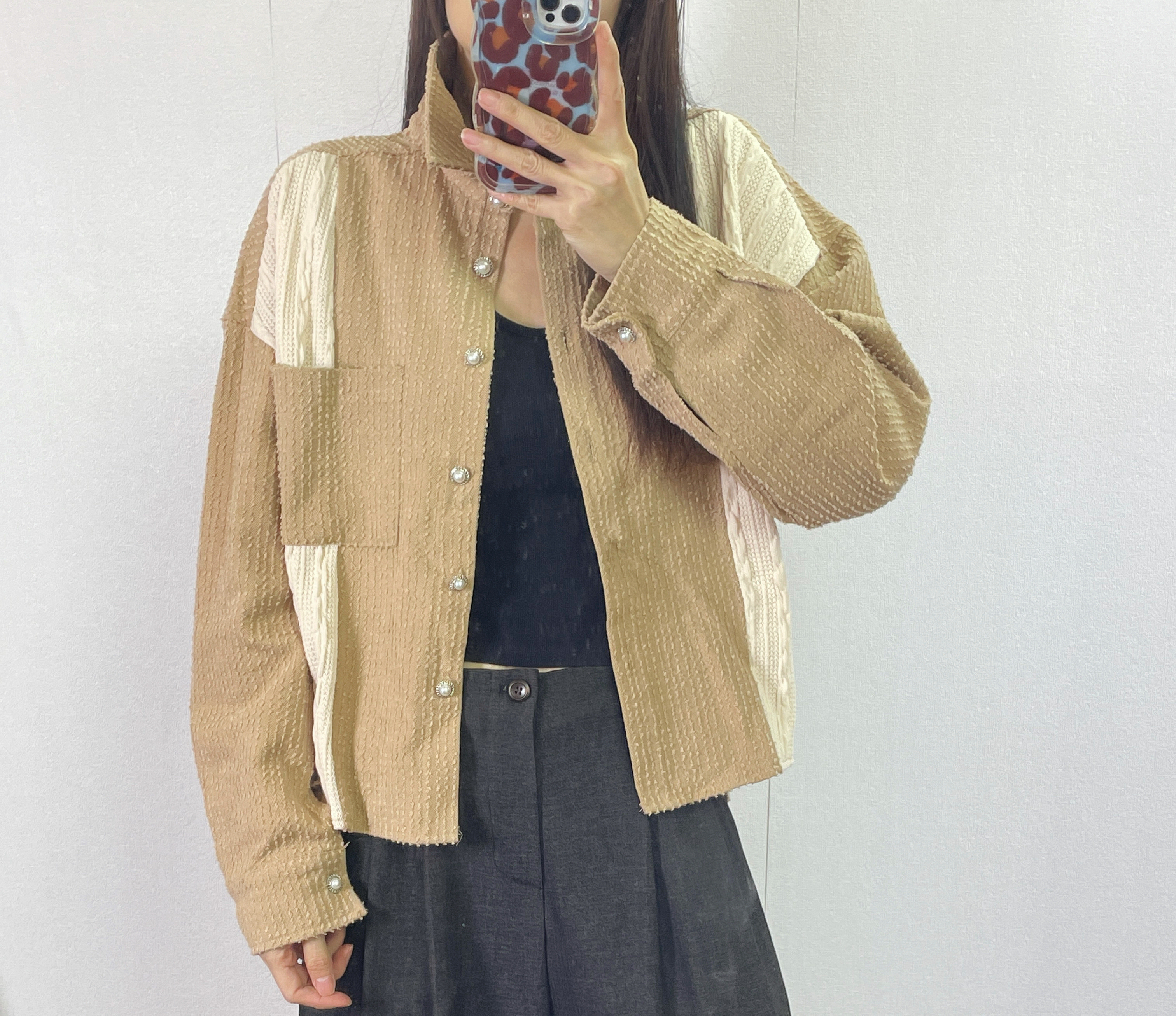 ⭐️Sale⭐️ #10-3920 撞色拼布恤衫形外套