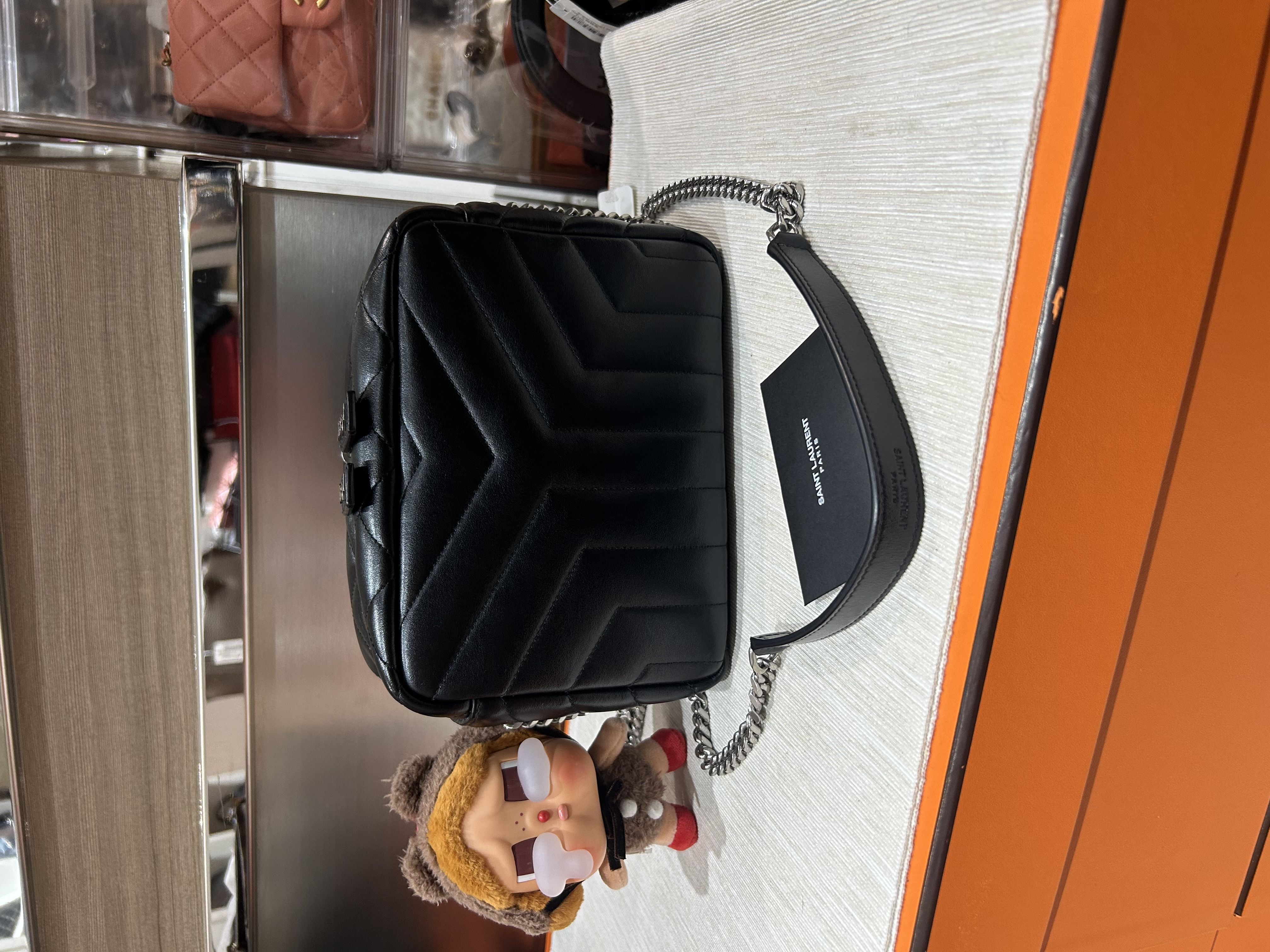 YSL LOULOU BOWLING BAG CALFSKIN CHAIN CROSSBODY BAG, 100%Authentic,98%new ✅ certificate ✅dust bag