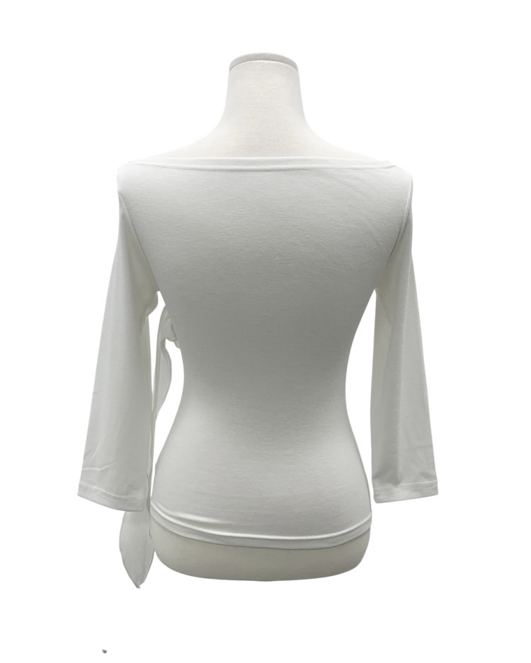 Asymmetric Ruched Boatneck Top