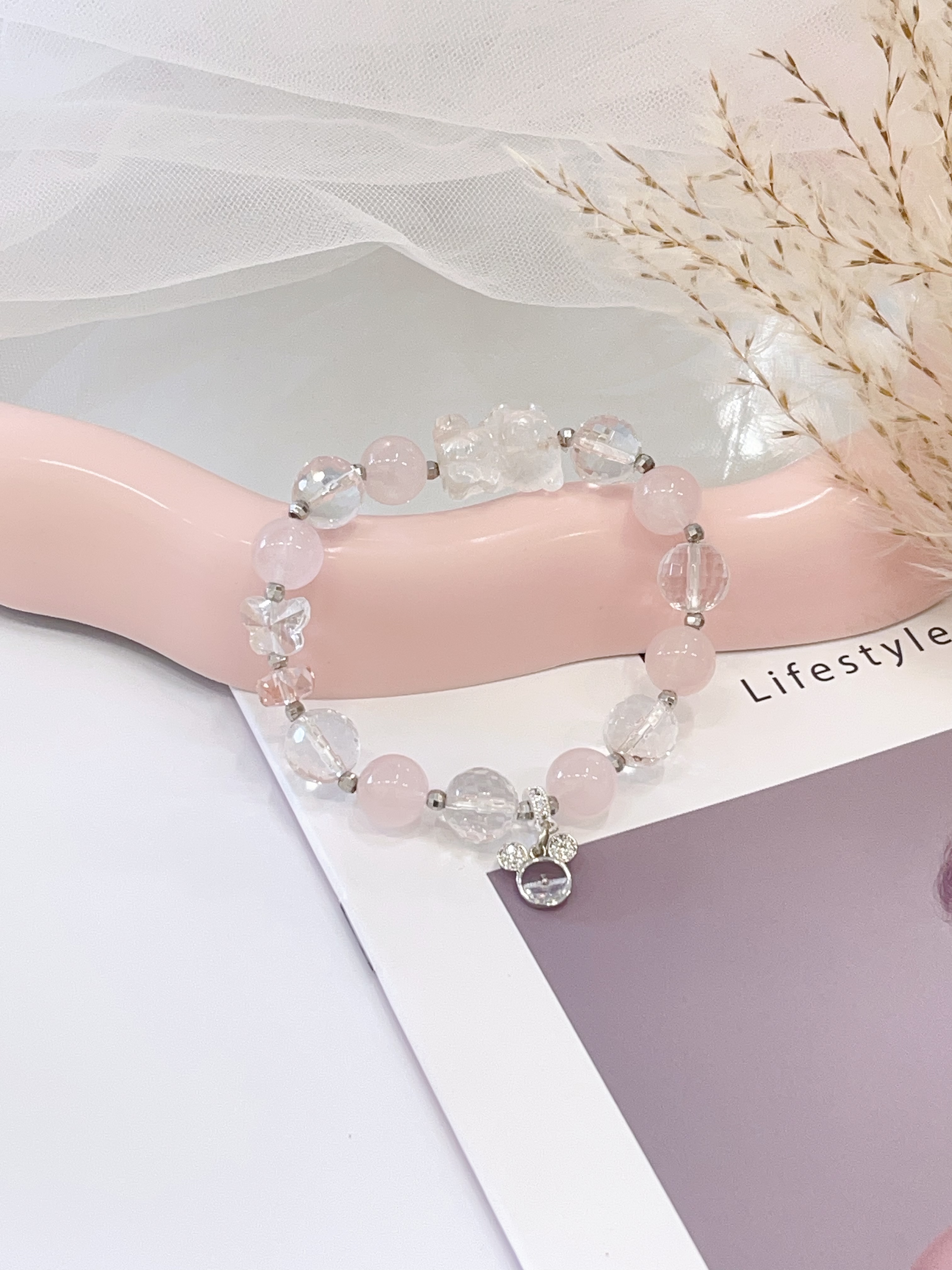 🤍 白水晶 × 粉水晶手串 Clear Quartz & Rose Quartz  |  10mm