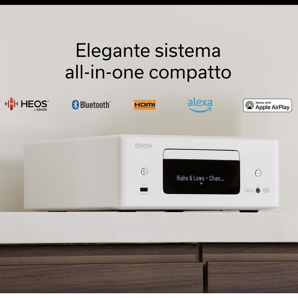Denon CEOL N-12 Mini all-in-one Hi-Fi system with CD player, radio, Powered by HEOS™
