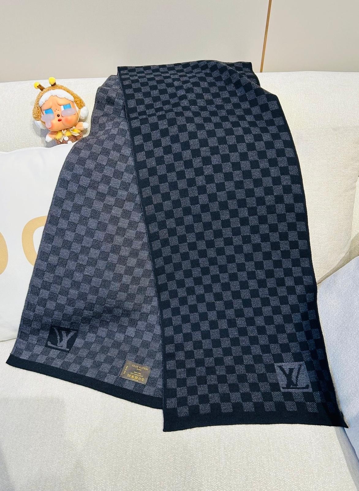 LOUIS VUITTON Echarpe Petit Scarf 402330 Damier 100%wool 100%Authentic,99%new✅Box