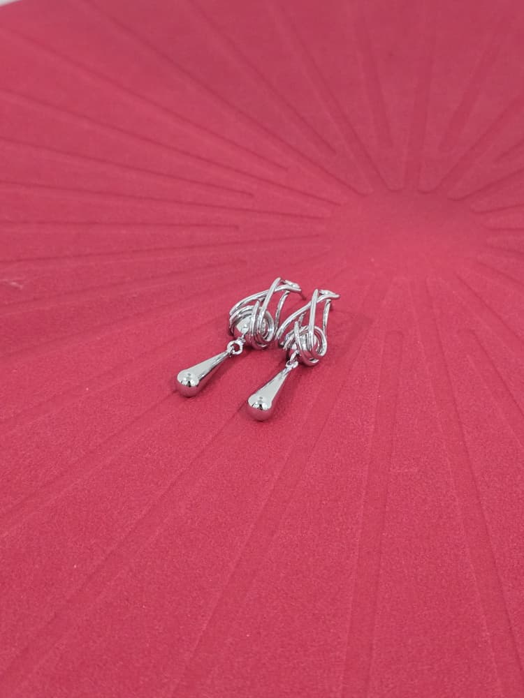 Interwoven Line Drop Stud Earrings