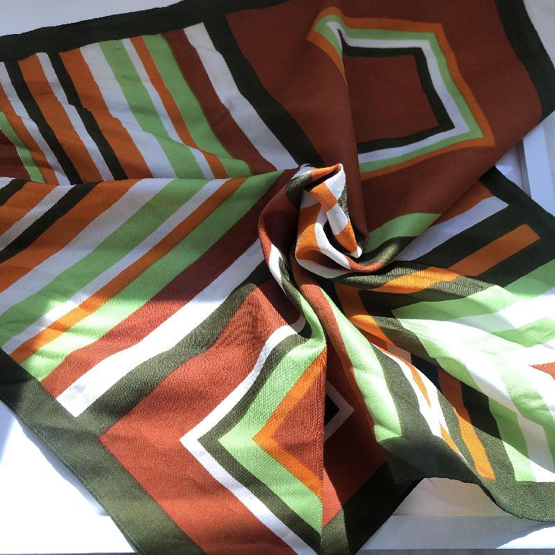 Vintage 1960s German Trevira Polyester MOD Pattern Square Scarf( EU0037)