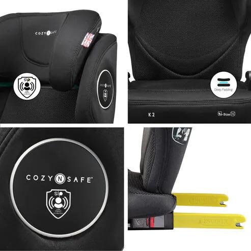 Cozy N Safe K2 i-Size 兒童高背增高汽車安全座椅 (100-150cm) 附旅行收納袋 4歲至12歲 灰色