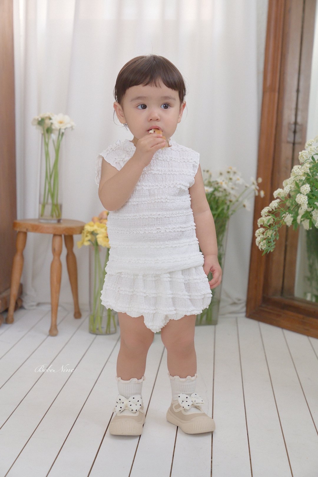 ☀️預訂 韓國直送☀️🇰🇷Bebenine兩色摺皺後背絲帶背心上下套裝