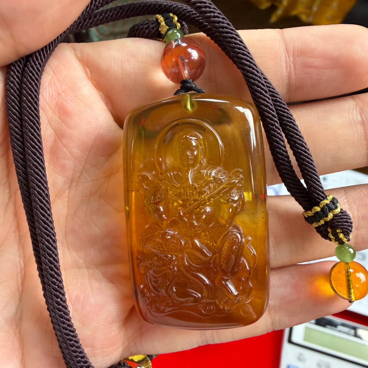 JP2109 EFQ676  琥珀玄天上帝吊墜