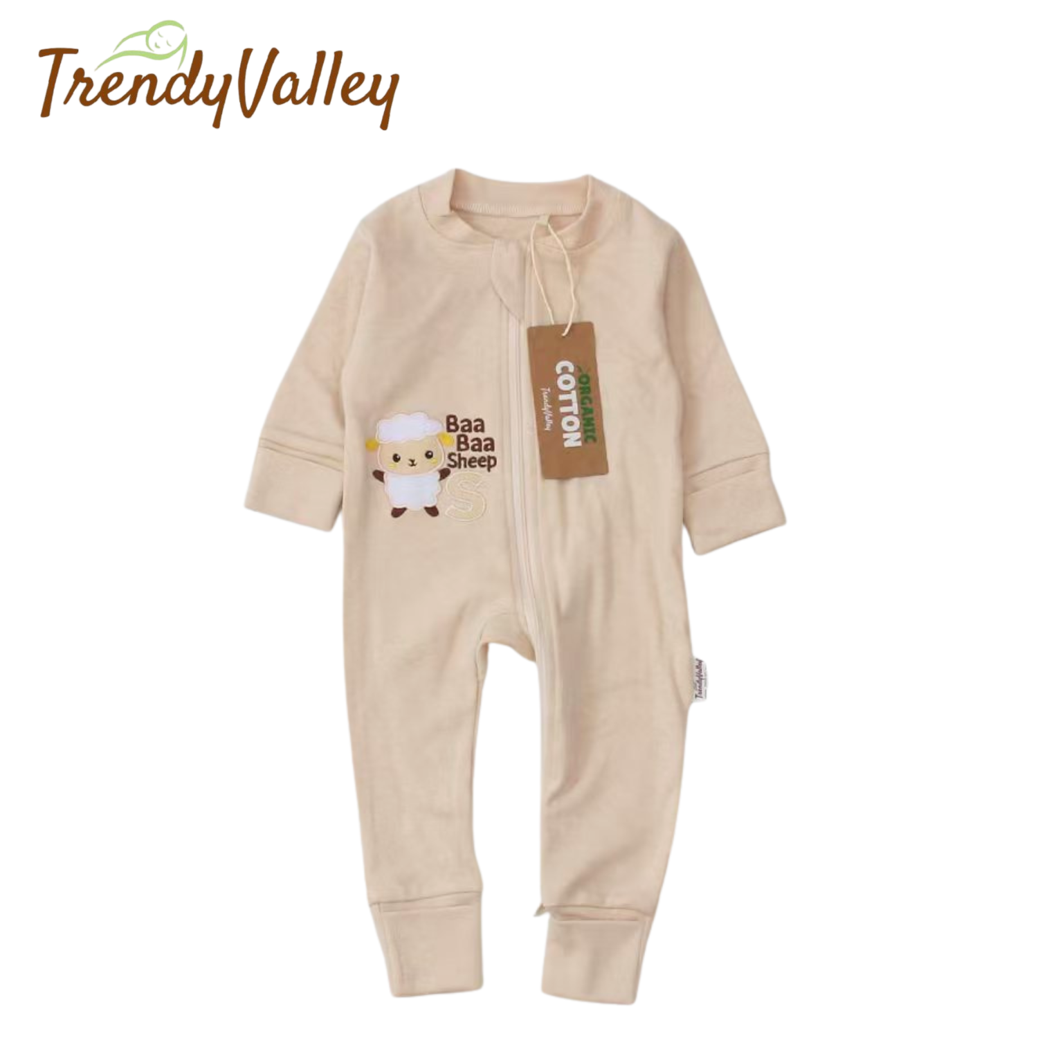 Trendyvalley Organic Cotton Sleepwear Baby Romper (Baa Baa Sheep)