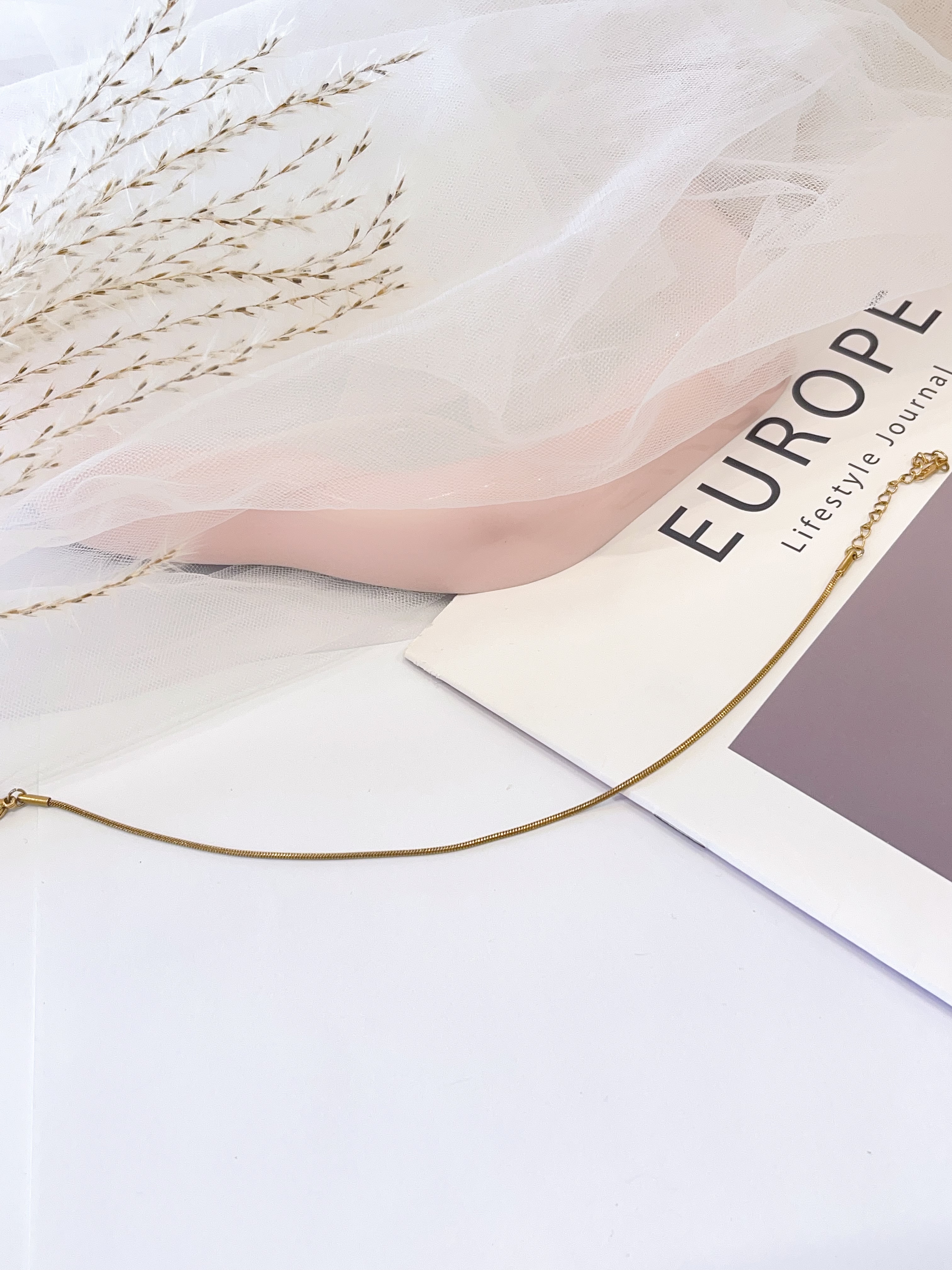 简约无吊饰钛钢脚链