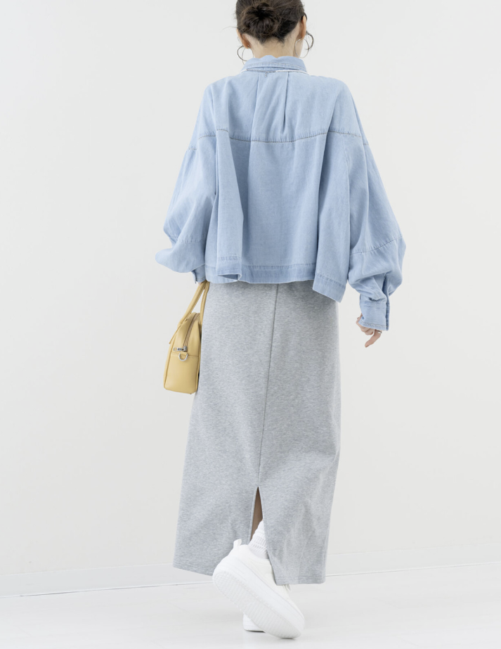 袖口拼接牛仔襯衫 - 2026 流行穿搭  牛仔襯衫 時尚穿搭 柔軟舒適 四季皆宜 成人休閒 日常穿搭 易於配搭 日本直送   #JP-I-260012