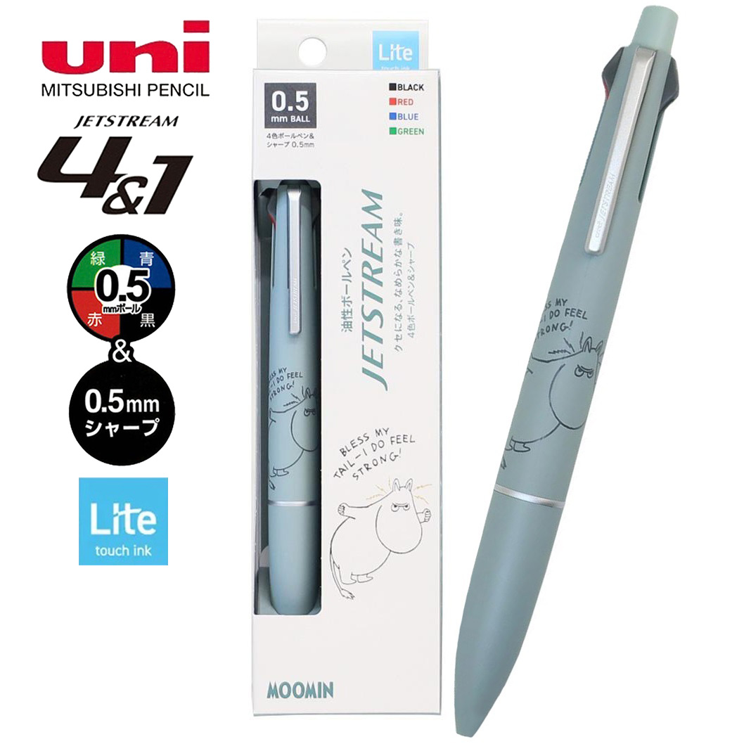 現貨｜Moomin 姆明 日本製 uni Jetstream Lite Touch Ink 4&1 多功能 5用筆 0.5mm 4色原子筆 + 0.5mm 鉛芯筆 (308082)