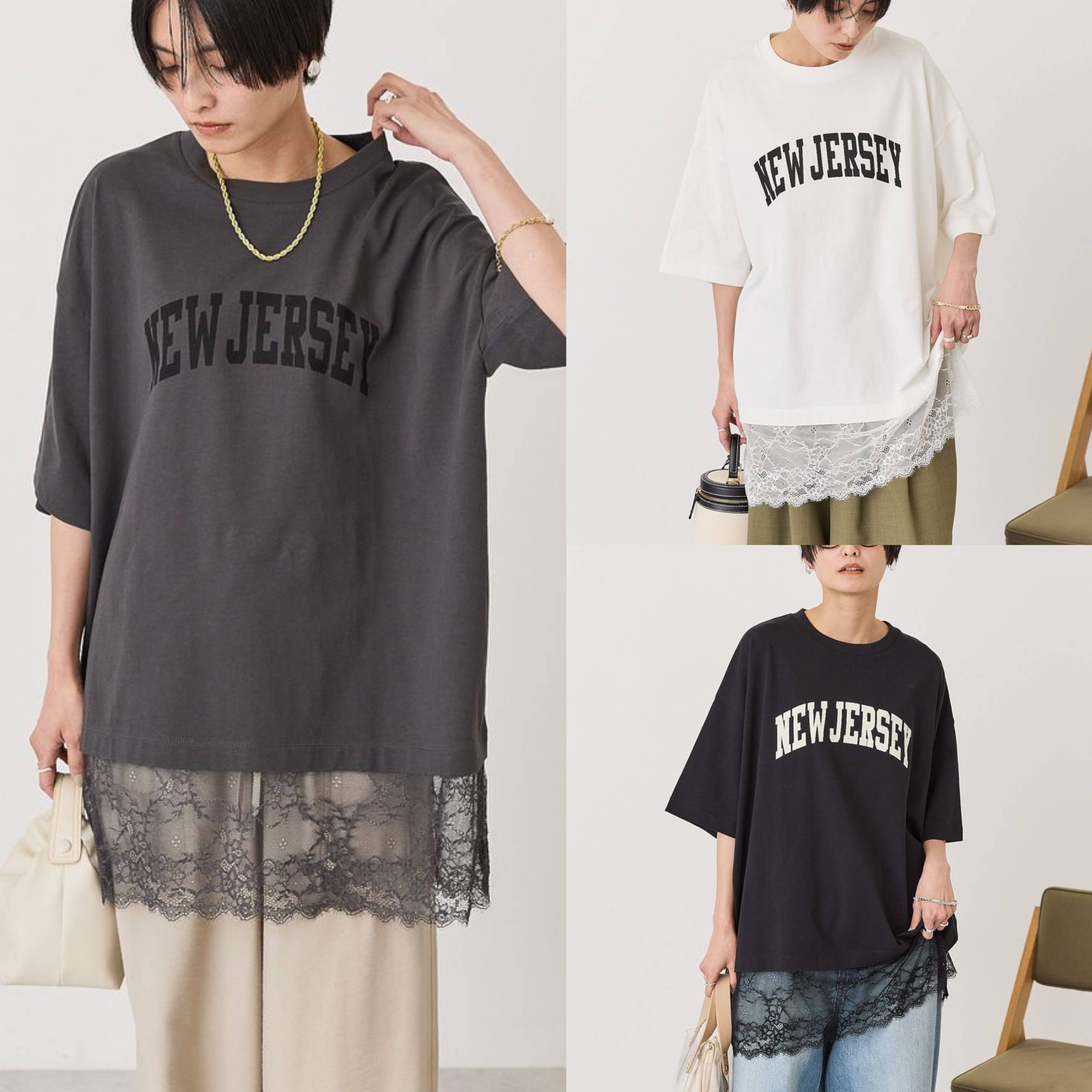 【✨️日本🇯🇵 pre-order lace長版tee✨️】 【共3色 | Free Size | 深灰 / 米白 / 黑色】