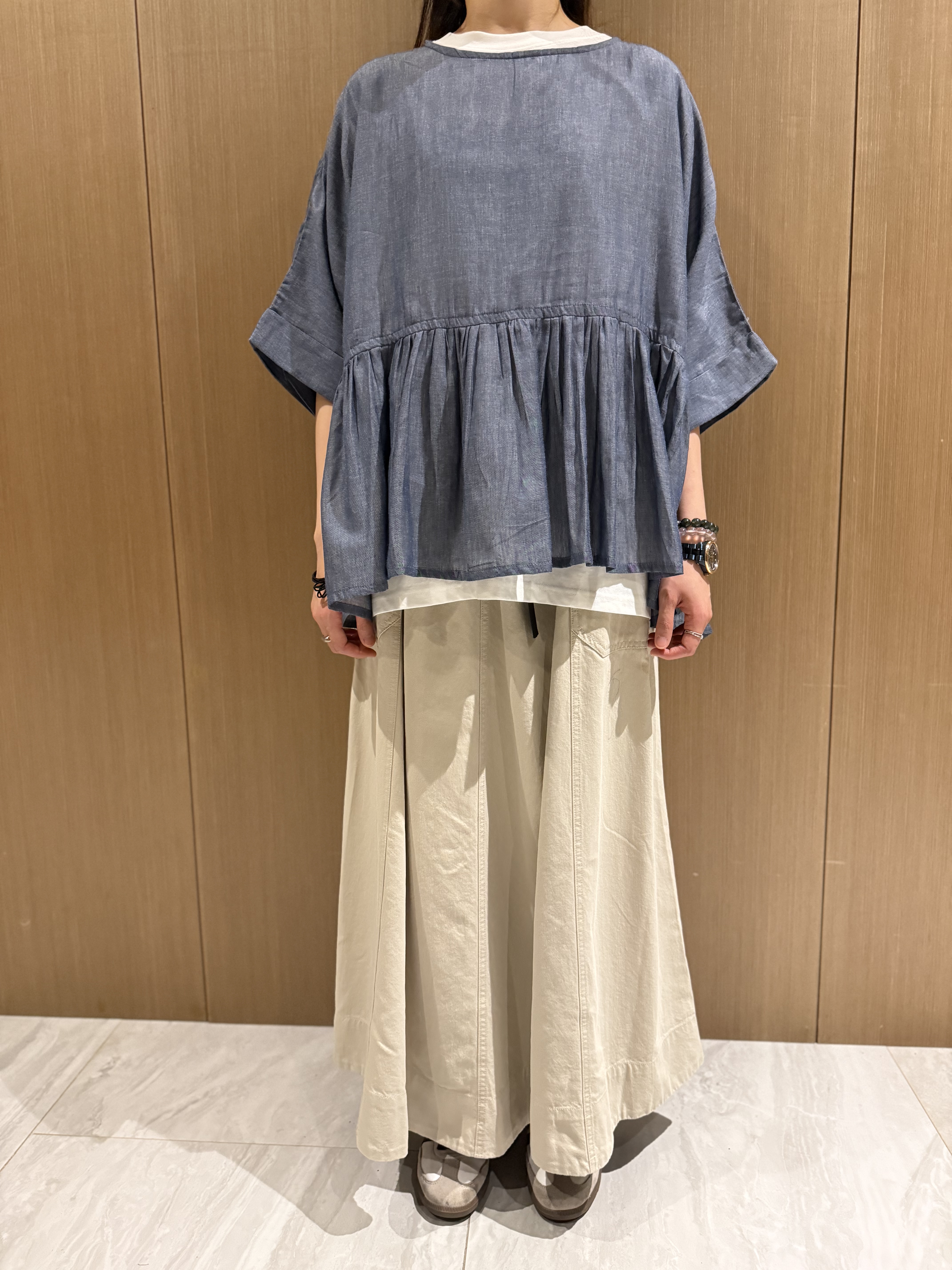 仿牛仔薄棉傘型𝐭𝐨𝐩（深牛仔藍）