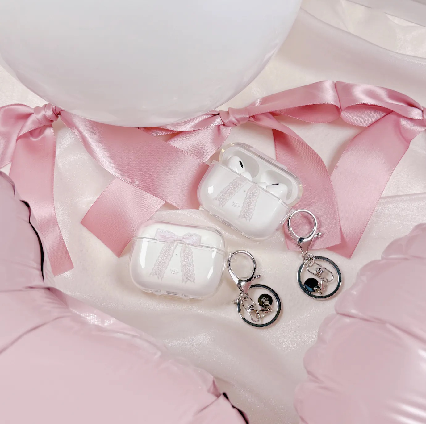 【Ballerina Lace Ribbon】透明AirPods Case