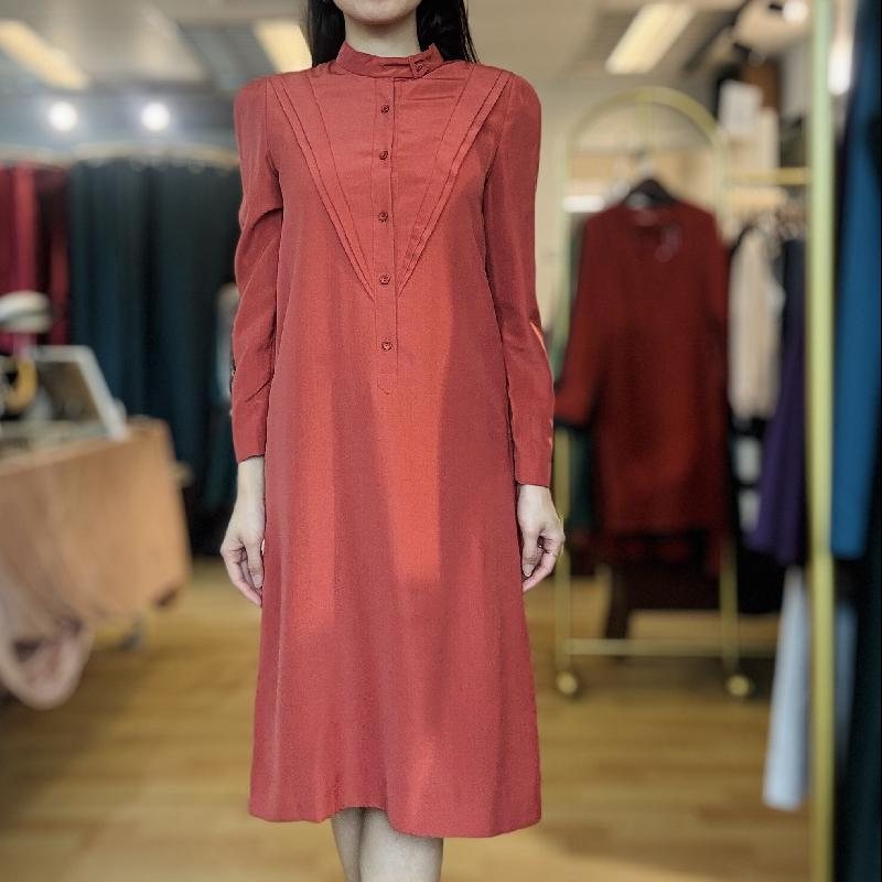 Vintage Japanese Stand Collar Shift Dress (MT2260-16)