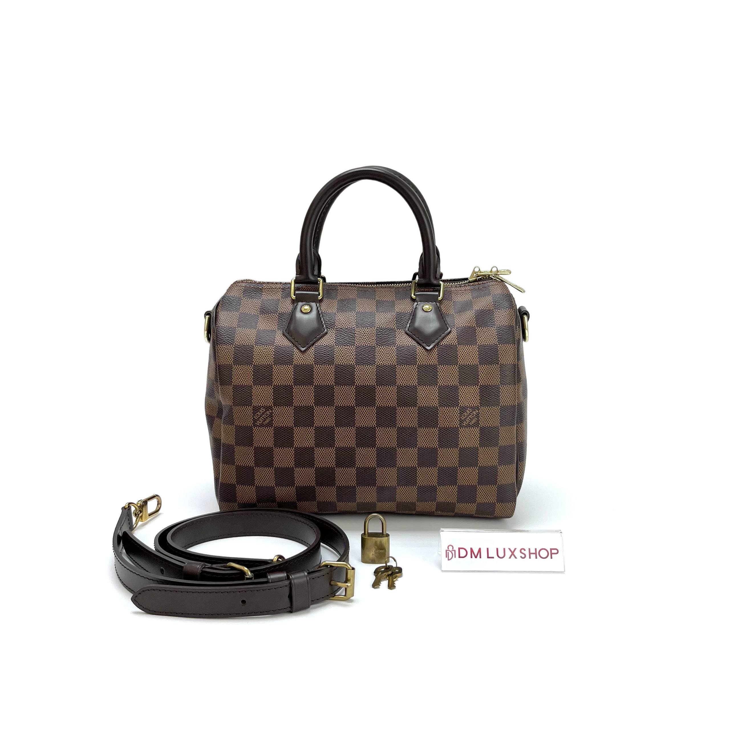 LV Damier Ebene Speedy 25 w/ Strap GHW