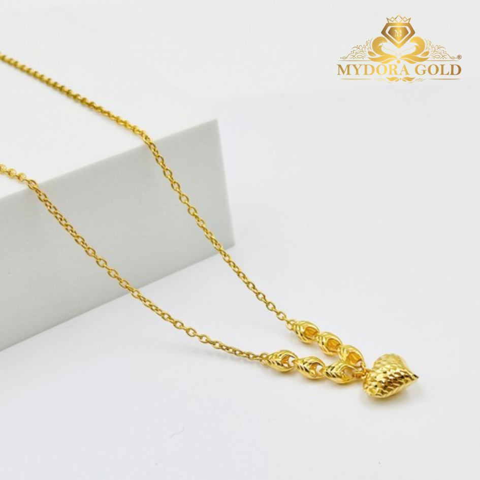 MYDORA Rantai Leher Sauh Choker Siput + Love Pahat | EMAS 916/22K