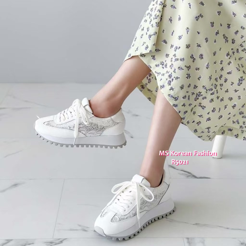 R5021 韓國🇰🇷真皮拼lace波鞋