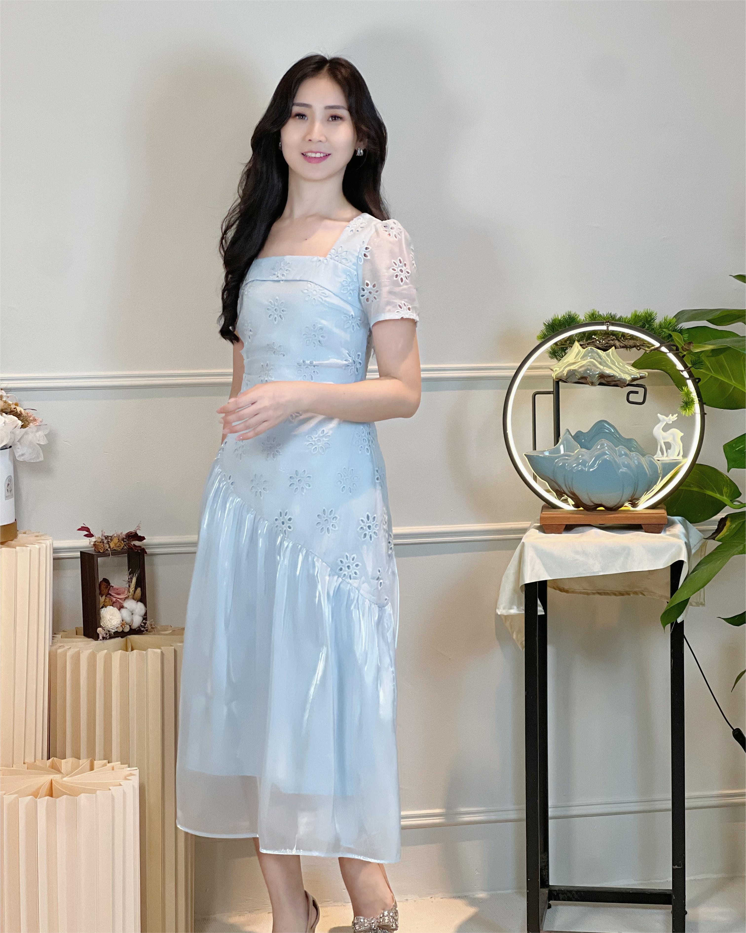 5098  Ingrid Luxe Embroidered Midi Dress