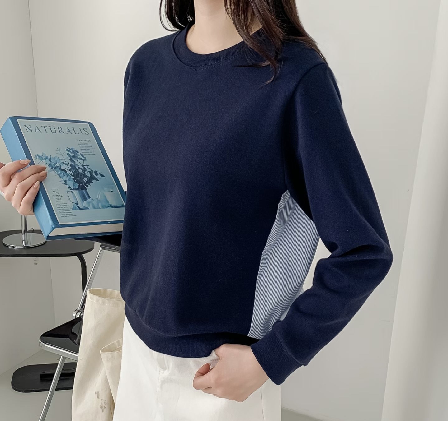 簡約拼條子圍衣