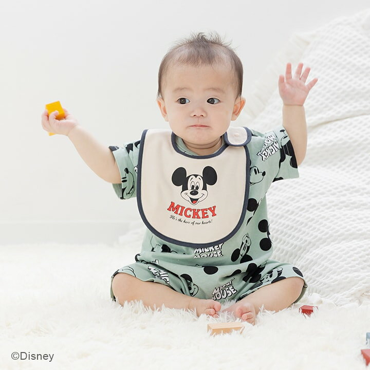 🇯🇵預訂 日本直送🇯🇵米奇印花純棉口水巾圍兜兩件套