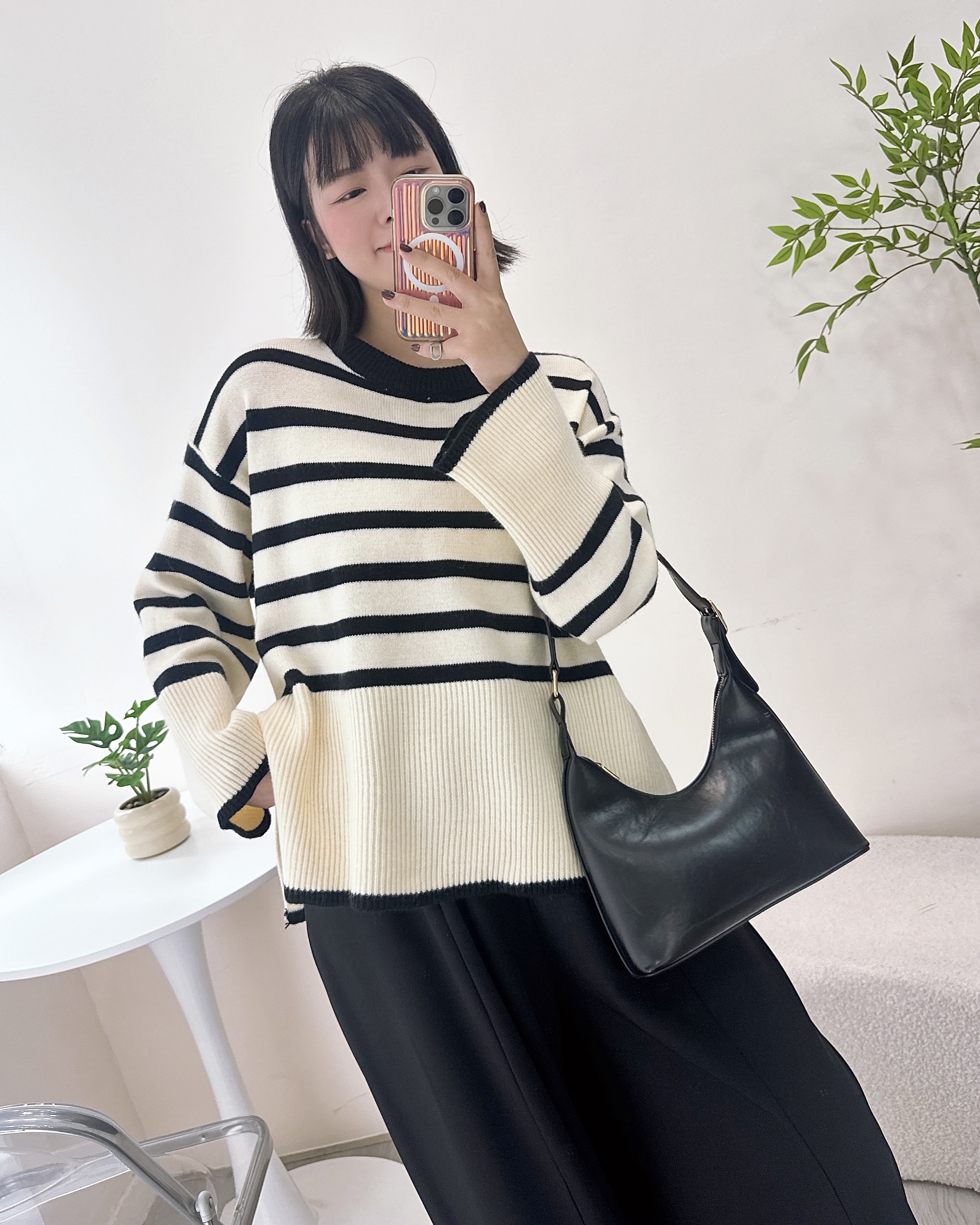 喇叭袖針織開叉上衣 2色