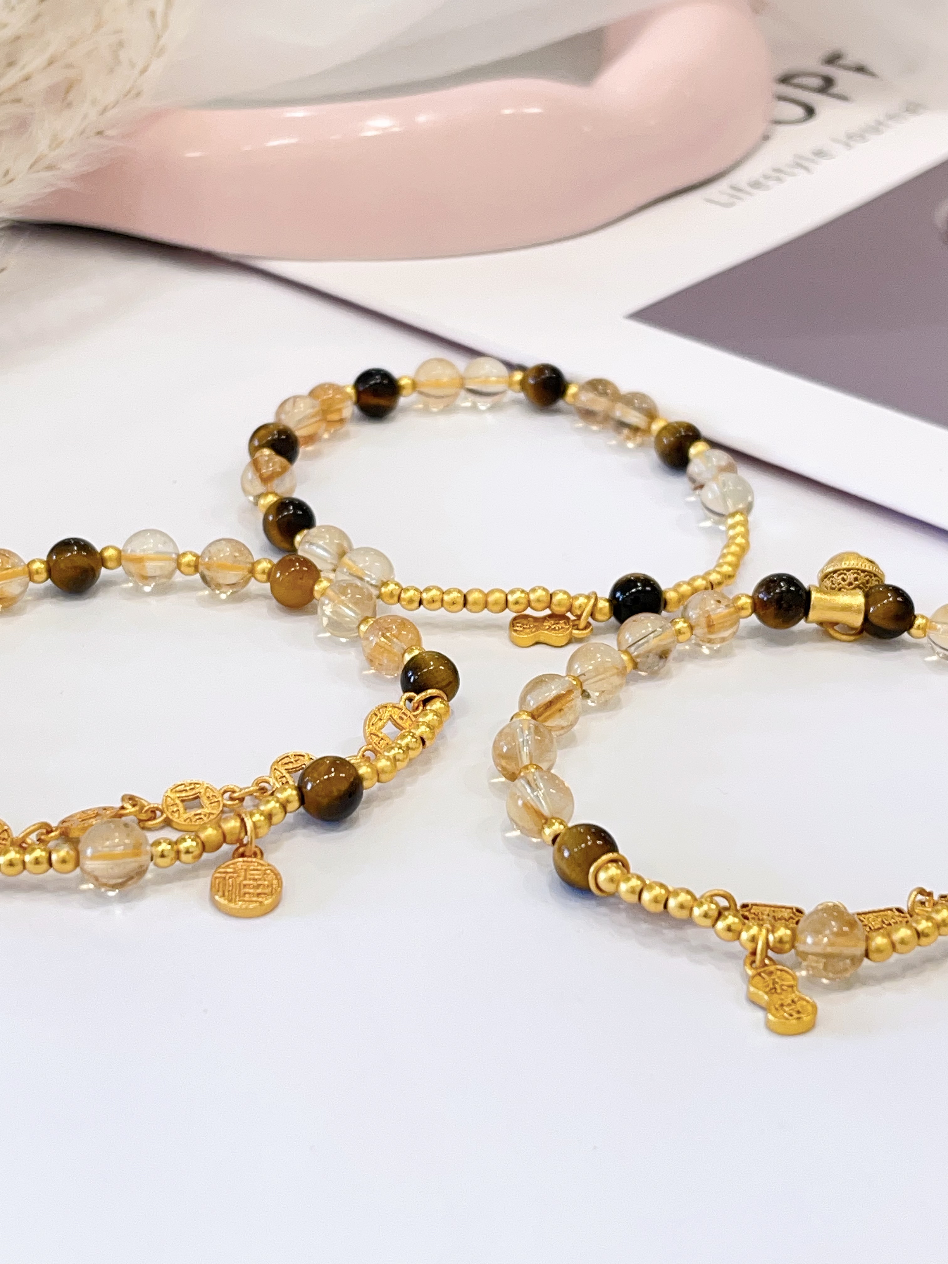 💛 黄塔晶 × 黄虎眼手串 Citrine & Tiger Eye | 6mm