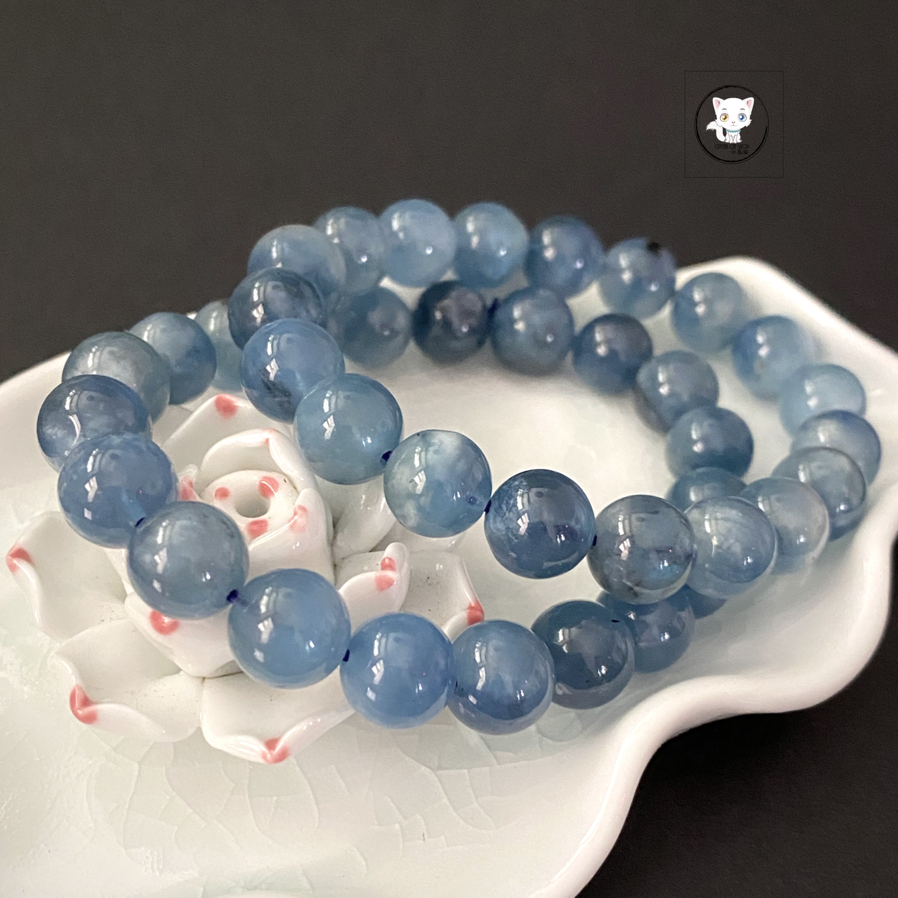 精品魔鬼海藍寶手鏈 10mm