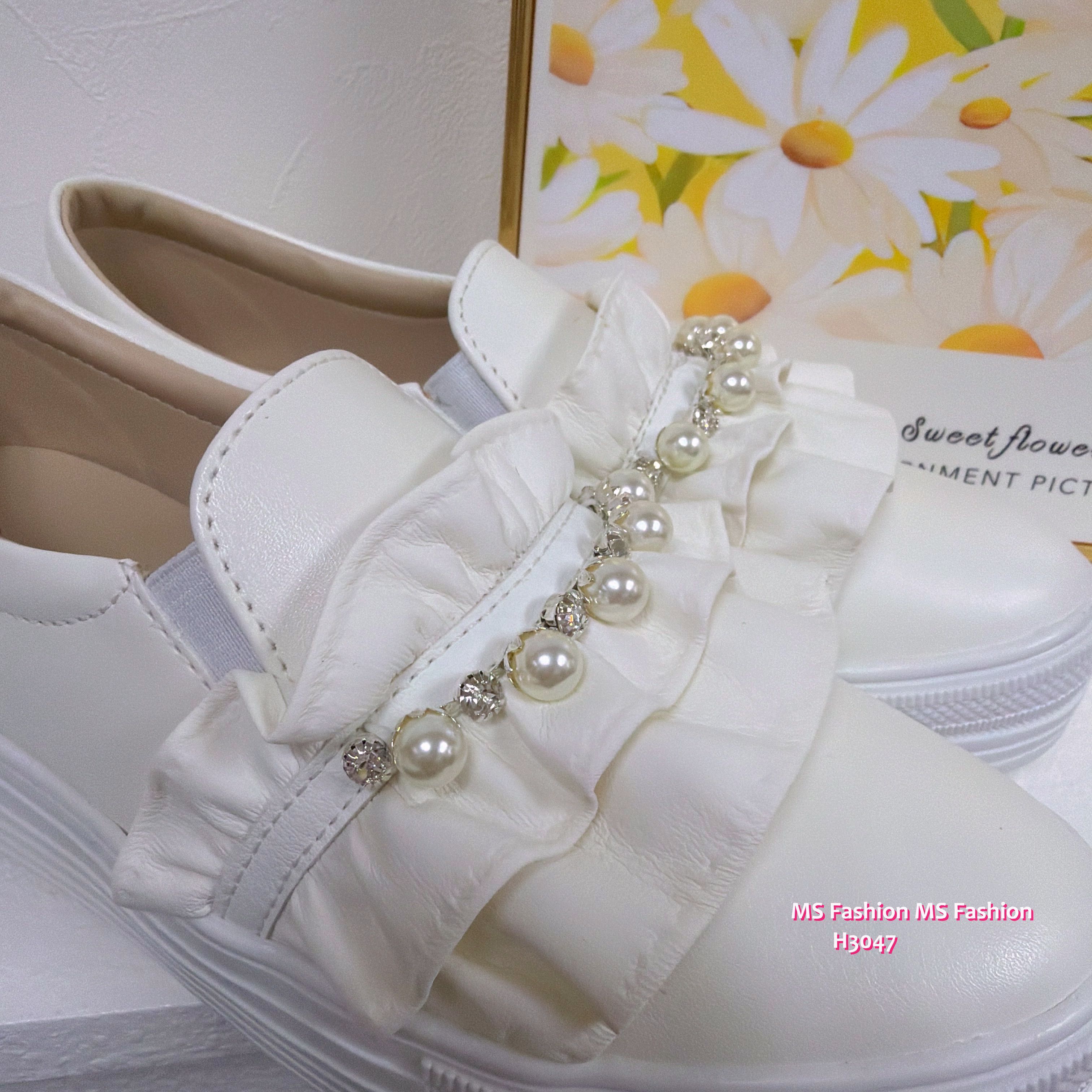 H3047 韓國🇰🇷厚底閃石ruffle slipon