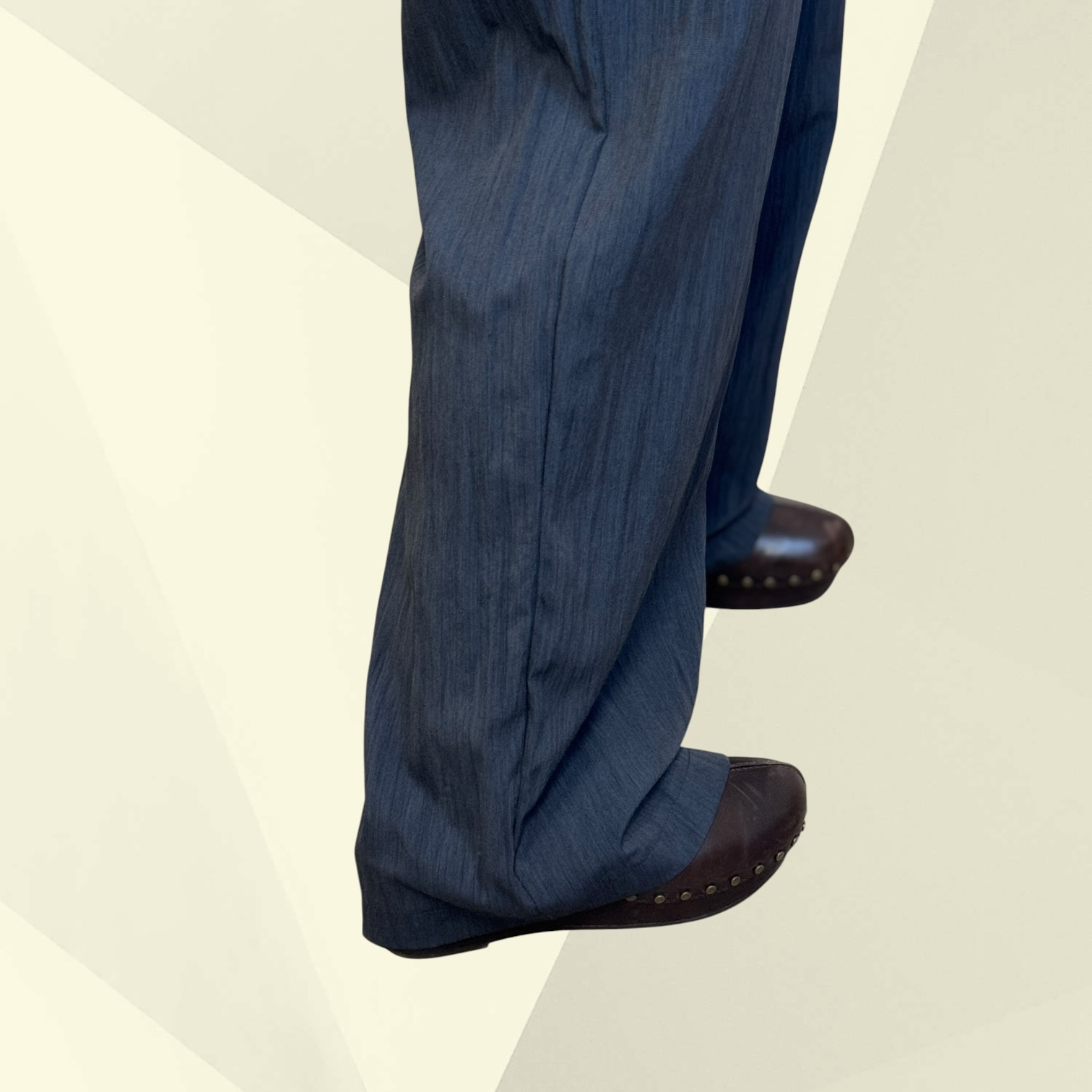 221194 撞色風褸料長褲