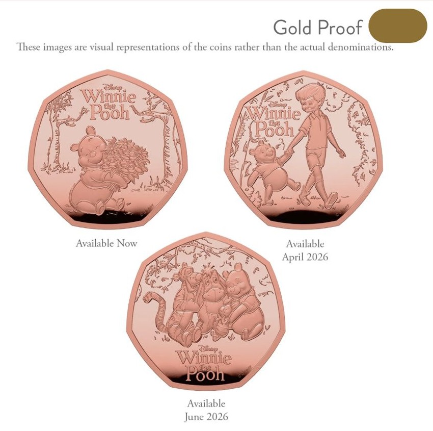 100 Years of Winnie the Pooh 2026 UK 50p Gold Proof Three-Coin Collection (GC4226)