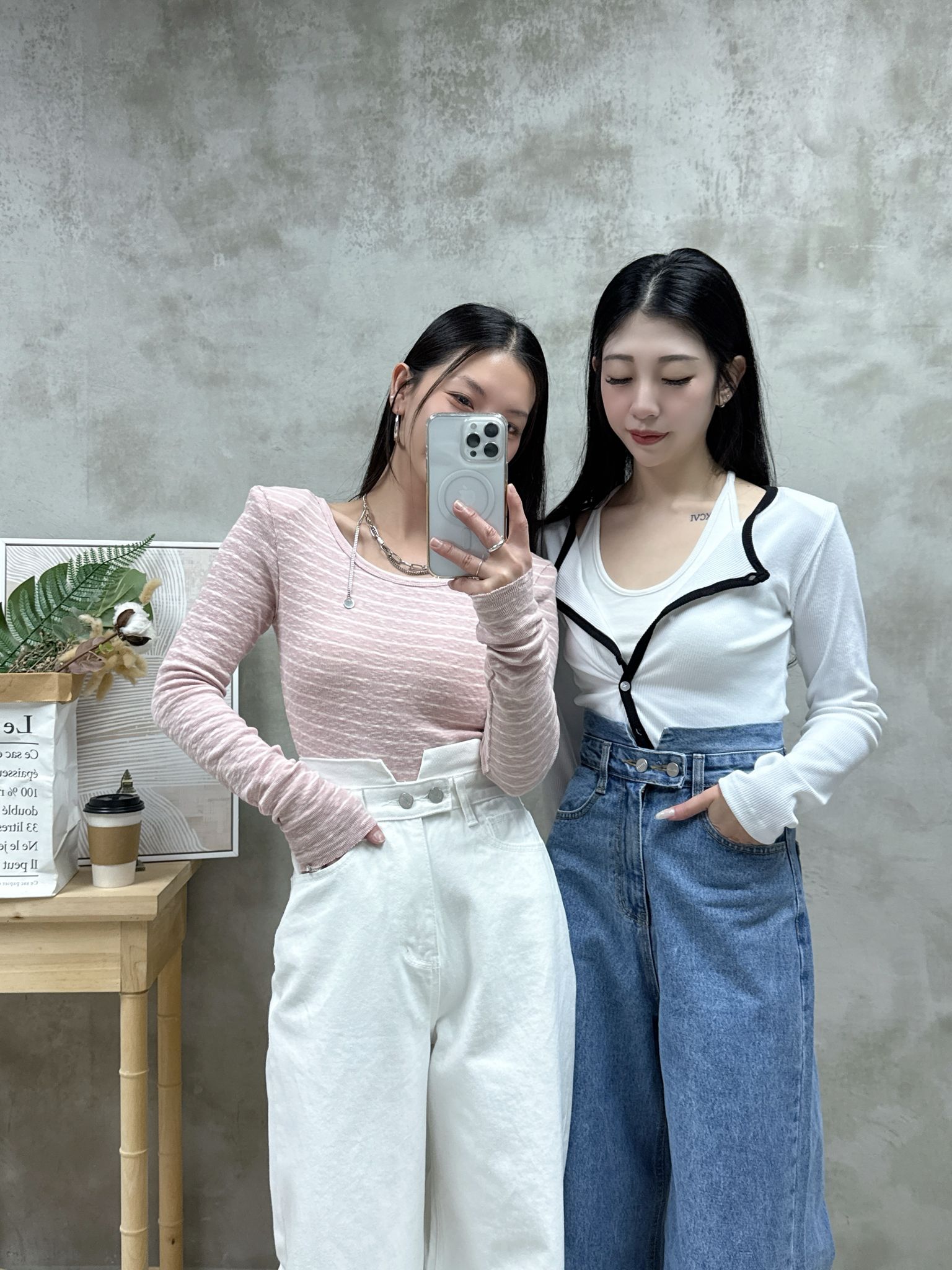 B15 不規則腰高腰牛仔褲