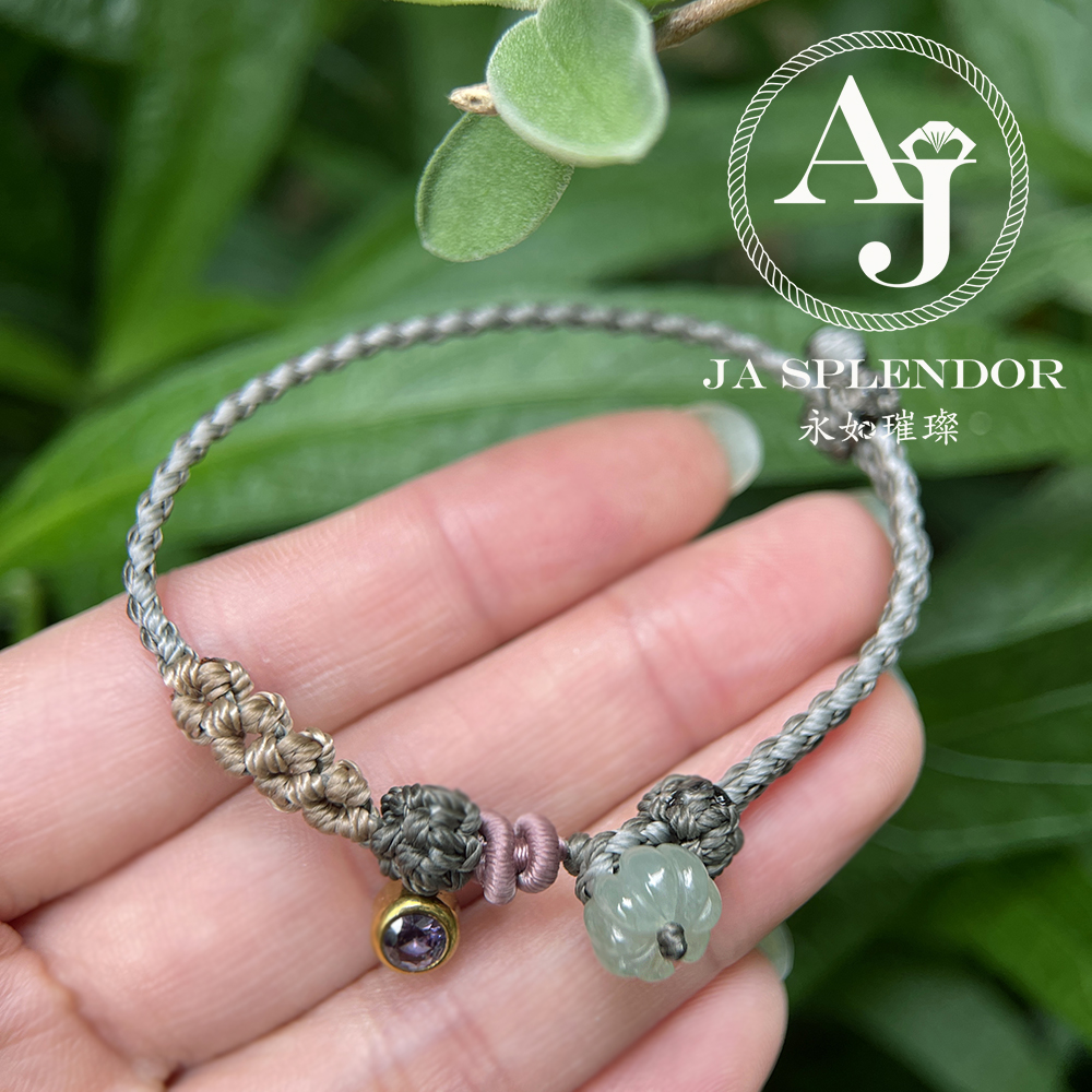 FBG26-H02 天然翡翠A玉 冰種花開手繩（私人訂制）