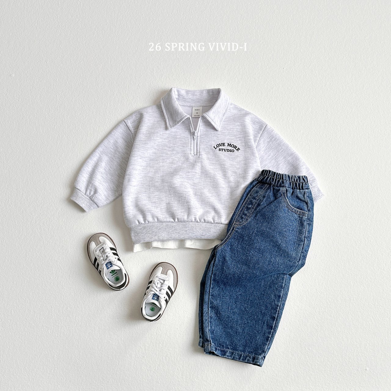 🌸預訂 韓國直送🌸🇰🇷VIVIDI四色字母刺繡半拉鍊翻領上下套裝