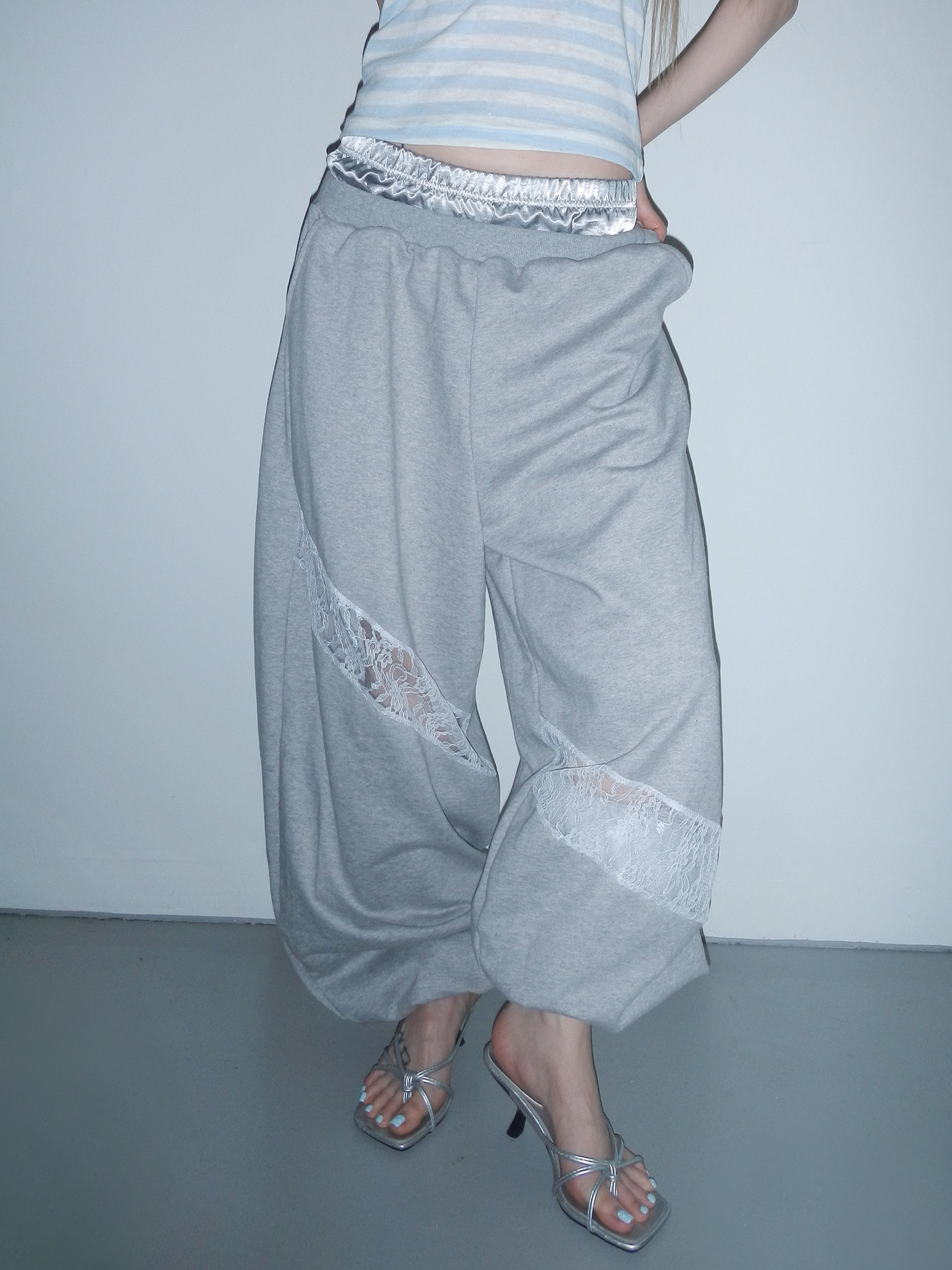 Double-Waist Lace Sweatpants