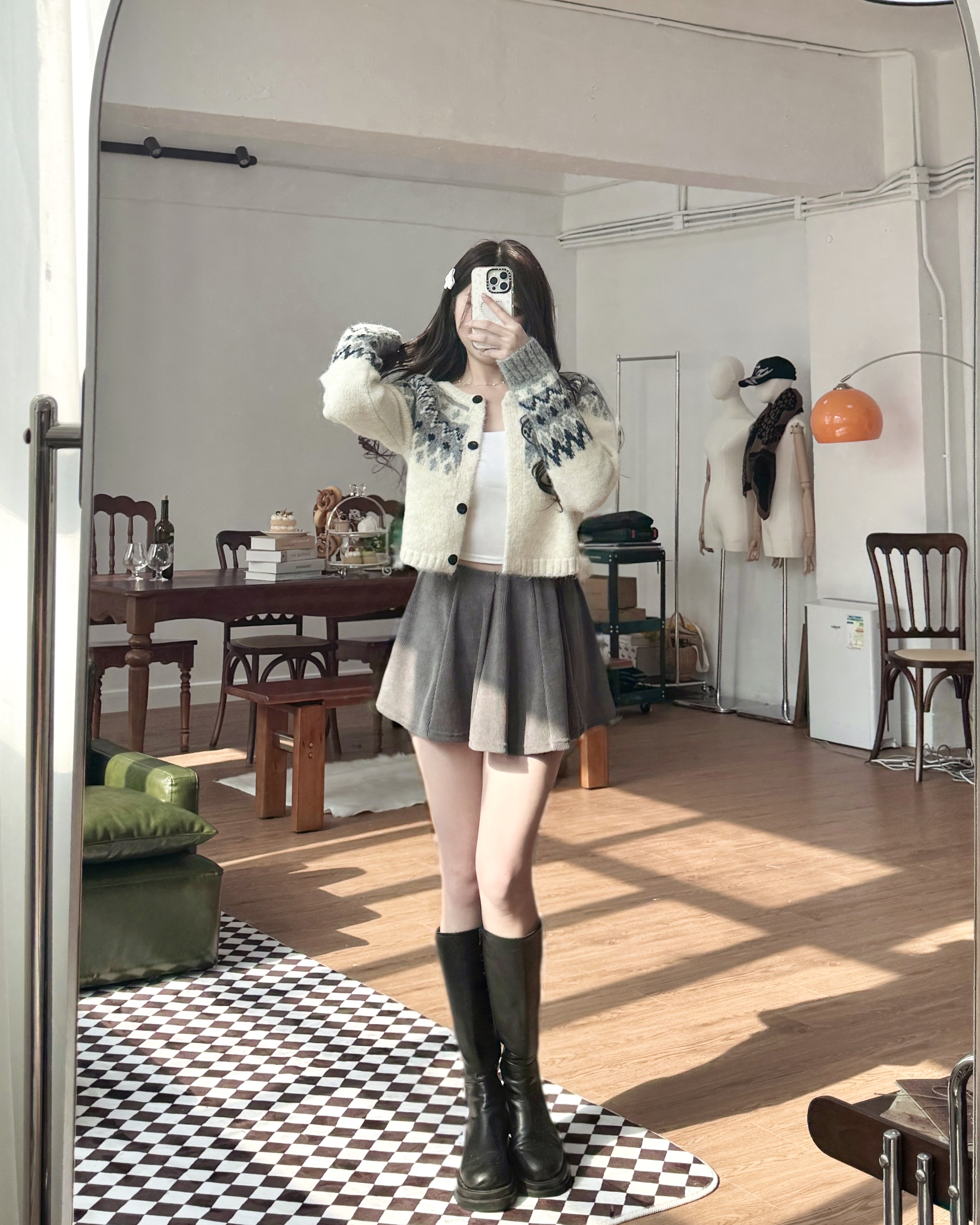 【 ☃️ 私心超愛～🩶北歐冬日感圖案 ♪ 軟糯多重拼色兩著外套⋆˚ʚɞ 】 Snowball Mochi Cardigan Top(三色入