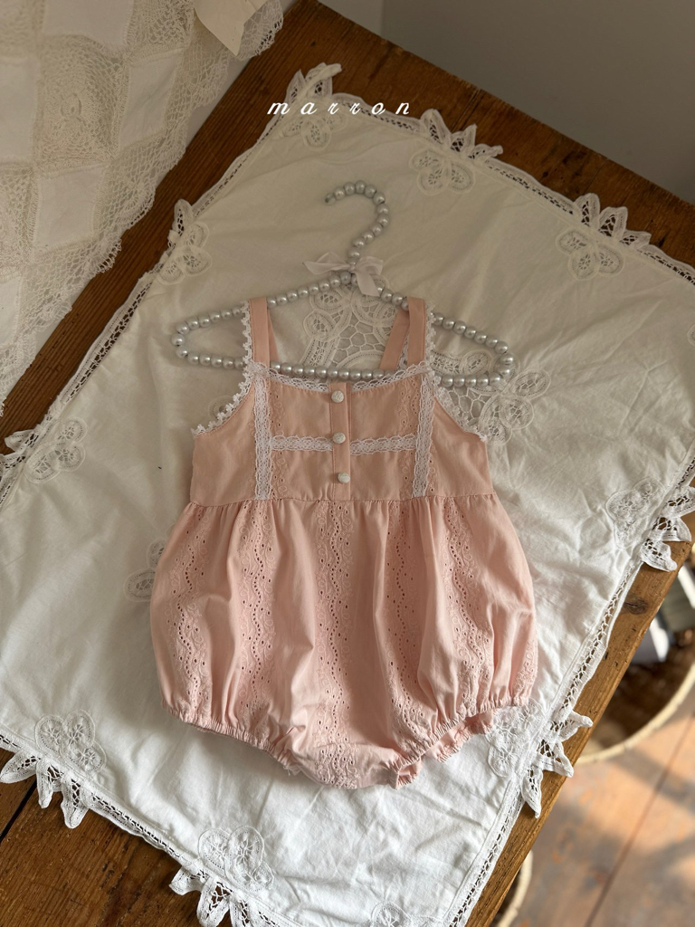 ☀️預訂 韓國直送☀️🇰🇷Marron兩色蕾絲提花花邊吊帶包屁衣