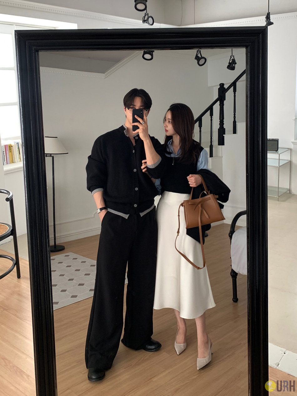 【100%保證韓國直送】柔軟仿羊絨撞色圓領針織開襟衫 👕 [2 color] RL114829