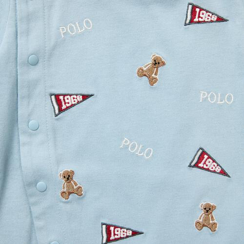 🇯🇵預訂 日本直送🇯🇵Polo Baby標誌旗幟小熊刺繡淺藍色短袖連身服