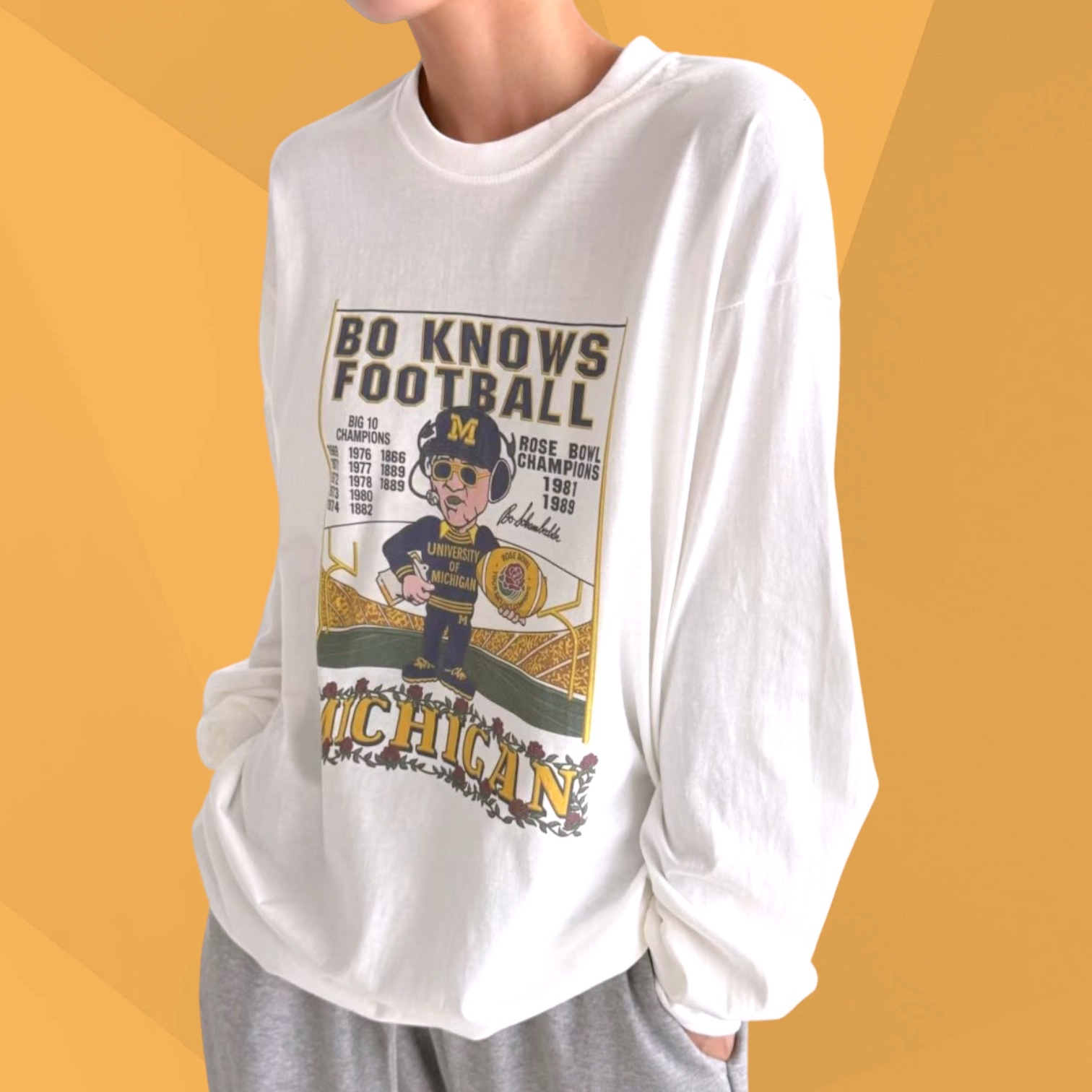 221610 “Bo Knows Michigan Long Sleeve” tee