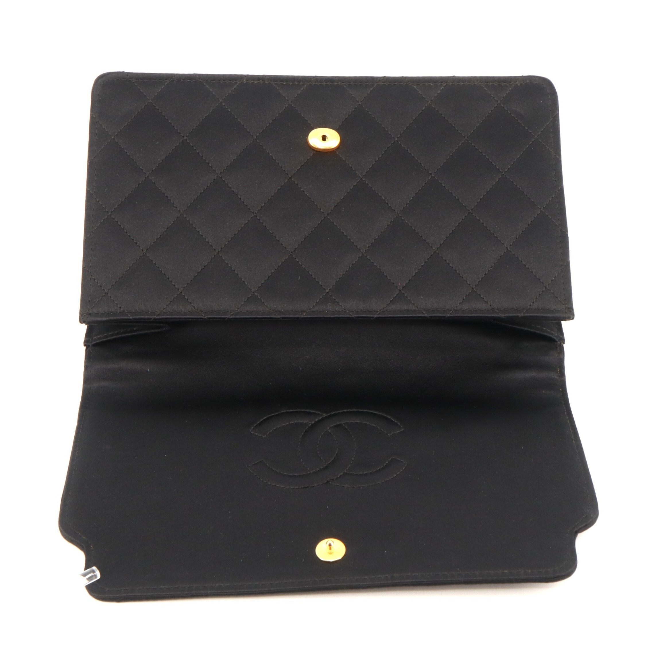 Chanel Vintage Quilted Satin Evening Flap Clutch