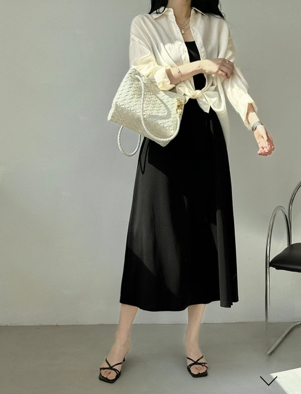Minimalist Ruched Dress with Sheer Cardigan Set ‖ 极简褶皱连身裙轻薄开衫套装 KR06108171