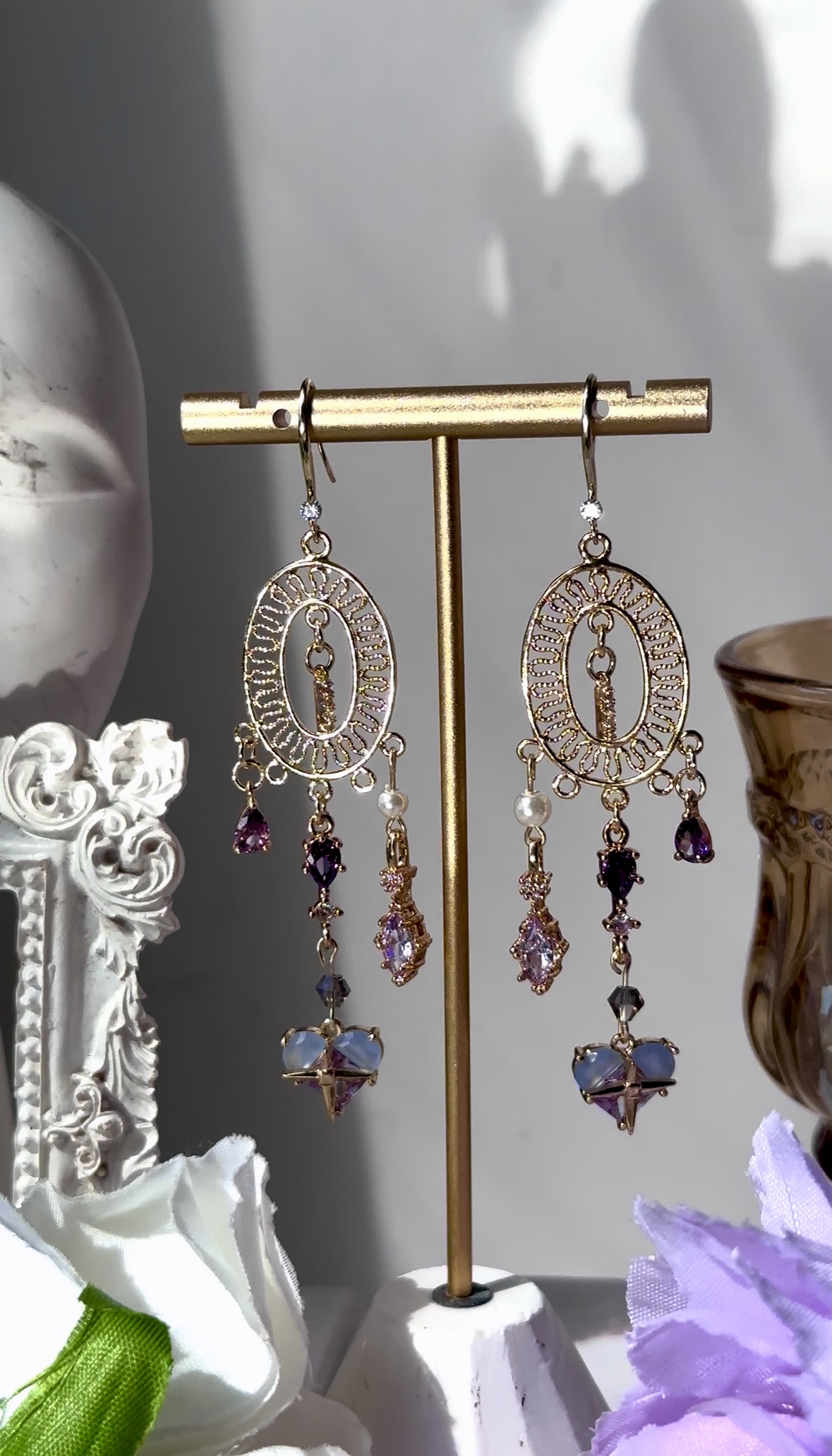 漸變紫心鑽耳環💜